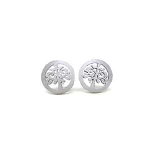 Aretes Árbol De Vida Bisel Titanio 18k By Thiago Turcott®