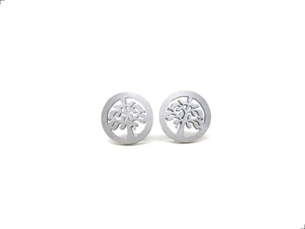 Aretes Árbol De Vida Bisel Titanio 18k By Thiago Turcott®