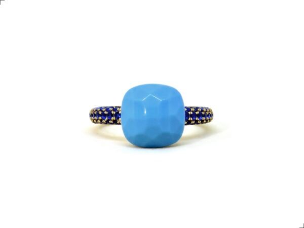 Anillo Turquesa Plata 1ra Ley 925/18k Gold Plating Button - Image 2