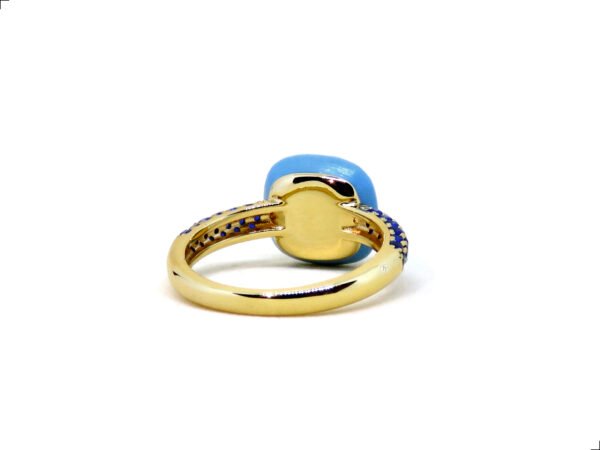 Anillo Turquesa Plata 1ra Ley 925/18k Gold Plating Button - Image 4