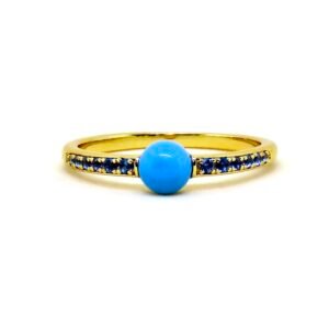 Anillo Mama Turquesa Plata 1ra Ley 925/18k Gold Plating
