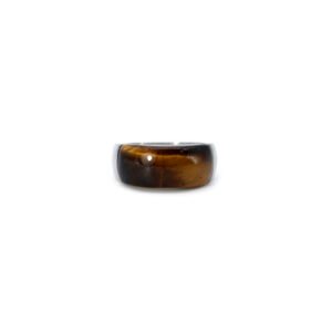 Anillo Ojo De Tigre Natural Titanio 18k Plateado Cúpula