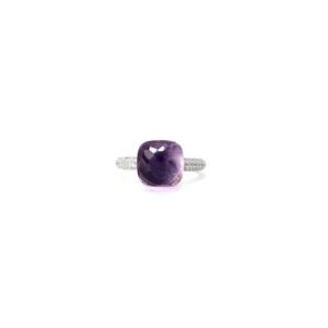 Anillo Solitario Nudo Plata De 1ra Ley 925 Amatista Lavanda