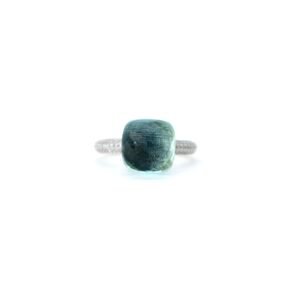 Anillo Nudo Solitario Plata De 1ra Ley 925 Topaz Sky