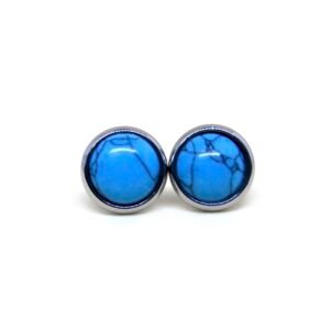 Aretes Turquesa Button Titanio 18k By Thiago Turcott®