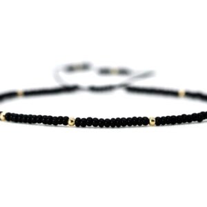 Pulsera Coral Negro Oro Italiano 14k Protección By Thi Tur®