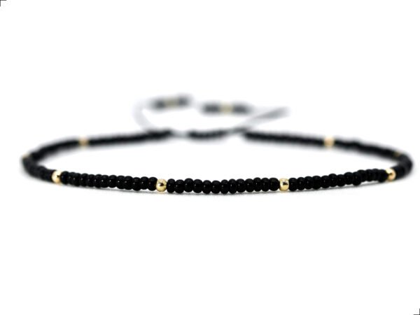 Pulsera Coral Negro Oro Italiano 14k Protección By Thi Tur®