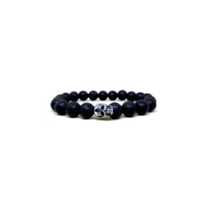 Pulsera Piedra De Lava Craneo Titanio 18k By Thiago Turcott®