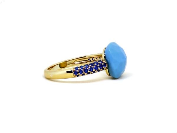 Anillo Turquesa Plata 1ra Ley 925/18k Gold Plating Button - Image 3
