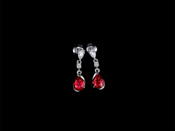 Aretes Rubí Gota Plata 1ra Ley 925 By Thiago Turcott® - Image 3