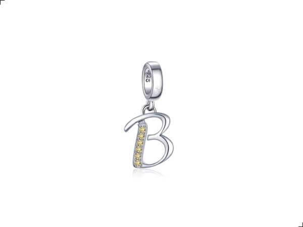 Charm Letra B Citrino Plata 1ra Ley 925 By Thiago Turcott®