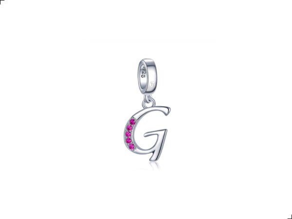 Charm Letra G Rubí Plata 1ra Ley 925 By Thiago Turcott®