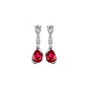 Aretes Rubí Gota Plata 1ra Ley 925 By Thiago Turcott®