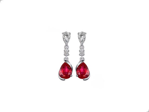 Aretes Rubí Gota Plata 1ra Ley 925 By Thiago Turcott®