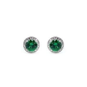 Aretes Esmeralda Plata 1ra Ley 925 Round By Thiago Turcott®