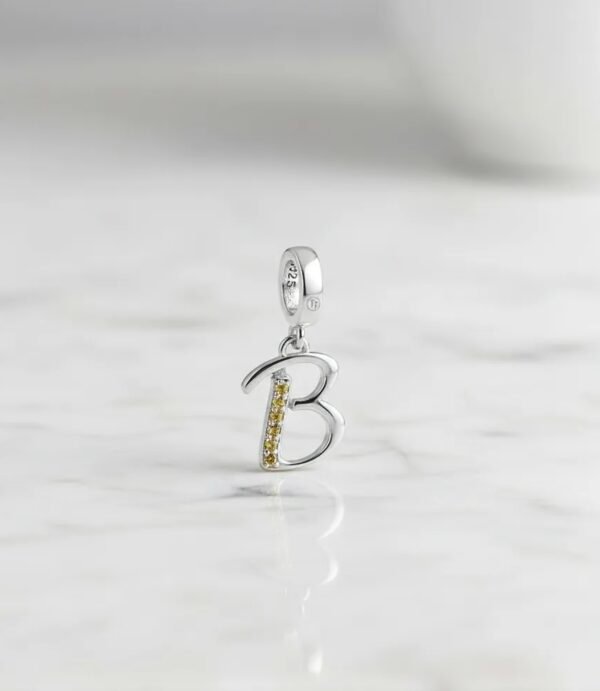 Charm Letra B Citrino Plata 1ra Ley 925 By Thiago Turcott® - Image 3