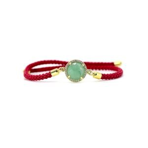 Pulsera Jade Natural Cordón Rojo Kumihimo By Thiago Turcott®