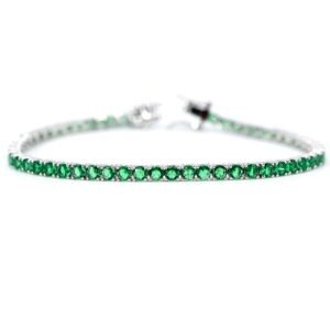Pulsera Esmeralda Plata 1ra Ley 925 Tenis Man By Thiago Turcott®