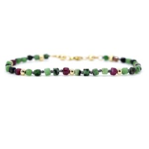 Pulsera Zoisita Rubí Oro Italiano 14k By Thiago Turcott®