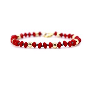 Pulsera Para Bebé Coral Rojo Disco Oro Italiano 14k By Thiago Turcott®