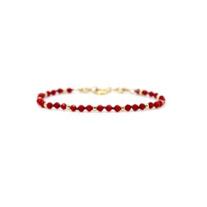 Pulsera Para Bebé Coral Rojo Ball Facetated Oro Italiano 14k By Thiago Turcott®
